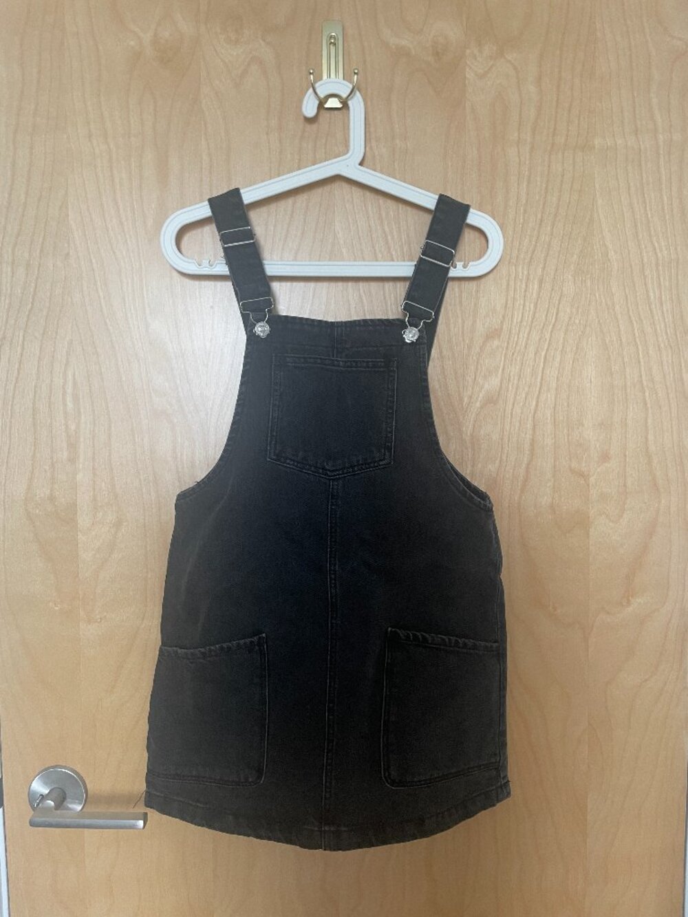 Mango washed black denim pinafore mini dress 🖤 Size XS